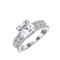 Bague pour femme en argent sterling S925 de l'usine de bijoux MuShan, avec moissanite carrée colorée de 3 carats, bijoux en argent exquis