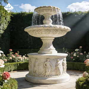 <span class=keywords><strong>Fontaine</strong></span> d'eau en marbre naturel sculptée à la main sur mesure, sculpture élégante en pierre, élément aquatique parfait pour l'extérieur - Product Image 1