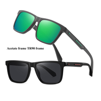 Lunettes-soleil carré vintage TAC Punk verres polarisés lunettes de soleil femmes 2023 hommes nuances acétate cadre TR90 temple lunettes de soleil