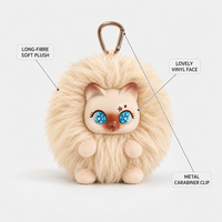 Porte-clés en peluche chat mignon et moelleux avec visage en vinyle, boîte mystère en résine, sonore, 5 styles, breloque de sac aléatoire, cadeau surprise