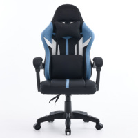 Chaise de bureau ergonomique en gros avec support lombaire 135 °   Fauteuil de jeu inclinable en tissu bleu