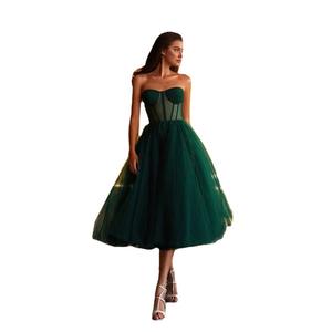 Robe de soirée sans bretelles 100% polyester coupe trapèze longueur ras du sol avec soutien-gorge intégré et dentelle élégante pour AliExpress et plateformes indépendantes - Product Image 3