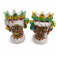 Pot Bunga Kepala Resin Gaya Barok Vintage, Motif Sipolitan, Vas Wajah Putih Abu-abu untuk Dekorasi Balkon