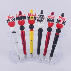 2024 Mother's Day Gifts Silicone Beadable Pens DIY Monogram Silicone Beads Ball-point Pen