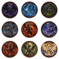 Pièce commémorative en cuivre fin .999 de 1 once, ronde, avec dragon lumineux en relief 3D, colorée, arche gothique, pour exposition, souvenir, cadeau