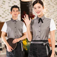 Uniforme de serveuse de Restaurant professionnel d'été pour femmes ensemble de chemise à manches courtes pour accessoires de caissier de réception d'hôtel