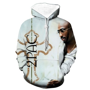 Sudadera con Capucha para Hombre 2026, Diseño 3D del <span class=keywords><strong>Rapero</strong></span> <span class=keywords><strong>Tupac</strong></span>, Tejido Sólido con Estampado Digital en Relieve, Transpirable, con Bolsillos, Estilo Hip Hop, Corte Regular - Product Image 1