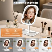 Miroir de maquillage portable CF avec rotation à 270 degrés, commandes tactiles rechargeables, 3 couleurs de lumière LED