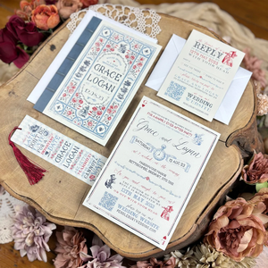 <span class=keywords><strong>Invito</strong></span> Matrimoniale Stile <span class=keywords><strong>Libro</strong></span> Pieghevole A5 con Biglietto di Ritorno A6, Libretto Vintage e Segnalibro - Product Image 4