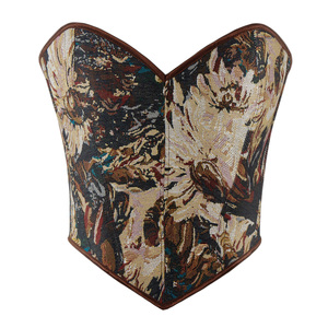 Nuovo gilet da donna con stampa retrò francese strass <span class=keywords><strong>Top</strong></span> corsetto da palazzo con lacci <span class=keywords><strong>Vintage</strong></span> con stampa floreale - Product Image 3