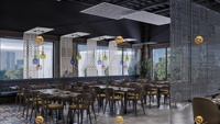 Ensemble de meubles en bois massif pour restaurant, ensemble de salle à manger industrielle pour restaurant de restauration rapide, table carrée et chaises commerciales en bois massif