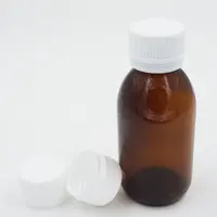 Botella de vidrio ámbar para jarabe con tapa de plástico, 100ml