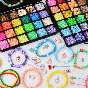 ชุดลูกปัดพลาสติก DIY สำหรับทำเครื่องประดับ ลูกปัดดินโพลิเมอร์หลากสีสัน เป็นมิตรกับสิ่งแวดล้อม สำหรับทำสร้อยข้อมือ สร้อยคอ และงานฝีมือ - Product Image 1
