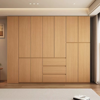 Armoire sur mesure en bois massif pour dressing, grand meuble de rangement pour chambre, armoire en contreplaqué étanche, design sans poignées, directement de l'usine