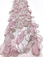 Tissu en dentelle à paillettes 3D avec motif floral 100% polyester Luxe élégant pour robes de mariée