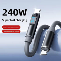 Câble de charge rapide USB-C vers Type-C 240W avec affichage LED, en silicone, double Type-C, pour iPhone 17 16 15 Pro Max Samsung