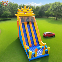 Toboggan gonflable bleu pas cher et château gonflable pour enfants, idéal pour jardin et usage commercial, toboggan à corde pour l'été