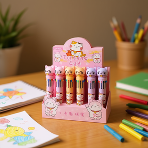 Lucky Cat 10 Color Fountain Pen Set For Kids Drawing Toys Plastic Stationery - Product Image 2