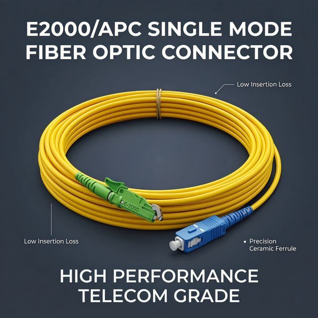 Top Quality Singlemode Os1 E2000 Apc Fiber Optic Patch Cord 3.0mm Pvc Jacket Ultra Low Loss for Fttx Project Oem Customized