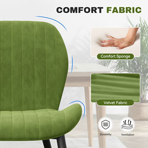 Modern Ribbed Dining <b>Chair</b> Comfort Fabric Upholstered Sturdy <b>Metal</b> Legs Portable Home Office Home Kitchen Restaurant Dining Room - Product Image 3