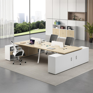 Hiện đại <span class=keywords><strong>officeworks</strong></span> đứng Bảng gỗ Tabletop Modular văn phòng máy tính bàn với Tủ hồ sơ và tùy chọn ghế - Product Image 4