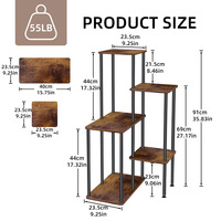 Support pour plantes Étagère à fleurs d'intérieur noire à 5 niveaux en métal pour plusieurs plantes Coin Tall Flower Holders