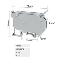 Bornier UK5-HESI Terminal de sécurité de type rail Fusible ignifuge en cuivre pur avec borne à fusible