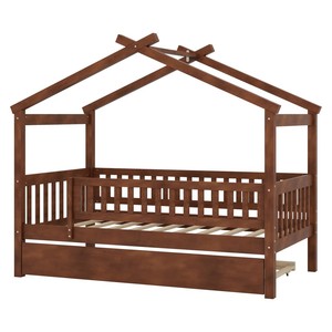 Letto a Castello in Legno Massello per Bambini con Sponda di Sicurezza, Design Moderno e Semplice per Ragazzi e Ragazze, Letto Singolo per Uso Domestico - Product Image 3