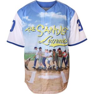 Maillot de baseball The Sandlot Legends à manches courtes, imprimé par sublimation, pour homme, évacuant l'humidité, coupe classique - Product Image 4
