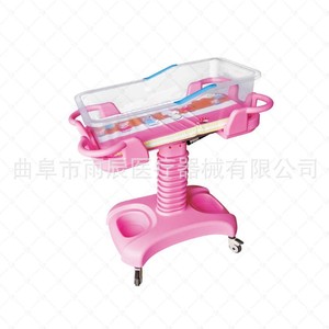 Xin Yuchen Manual Pediatric Hospital <b>Bed</b> YC-D02 <b>Double</b> Rocker Pink With Wheels And <b>Storage</b> Shelf - Product Image 5