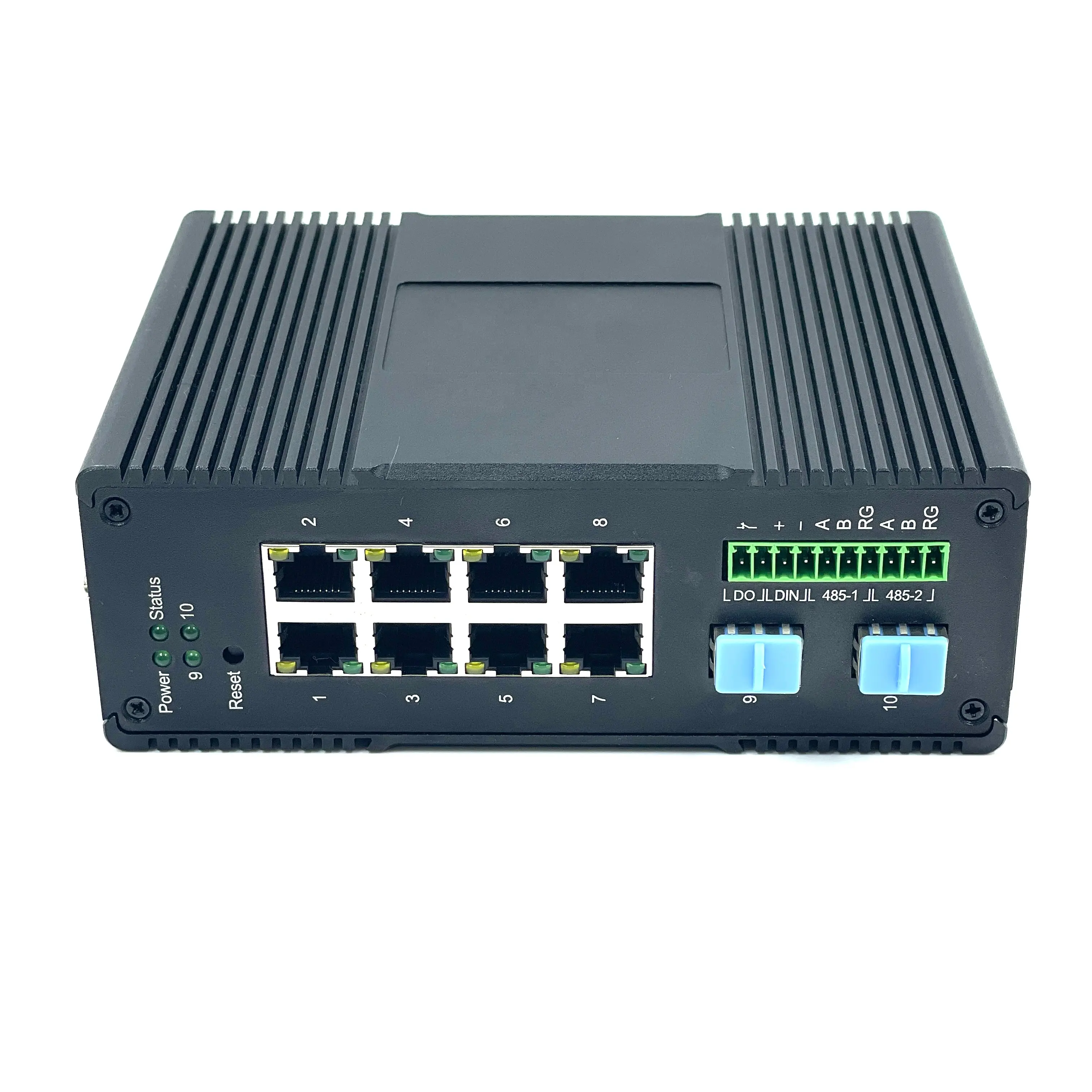 Managed Industrial Switches Layer 2 8*10/100/1000Base-T Port Ethernet 2 * RS485 /2 * RS232 1 * DIN 1 * DOUT 2*10G BASE-X SFP +