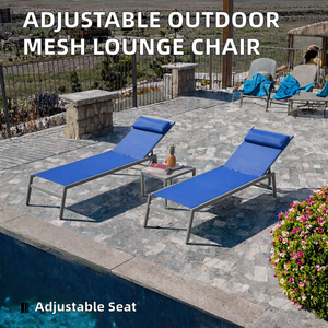 Modern Adjustable <b>Lounge</b> <b>Chair</b> All-Weather Plastic Chaise Loungers Outdoor Beach Park- Courtyard Hotel-Luxury Mesh Fabric Sun Be - Product Image 2