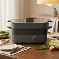 Casserole électrique RAF 4,5L 6L, antiadhésive, portable, multicuiseur, verre/aluminium, usage domestique, steak, prise électrique