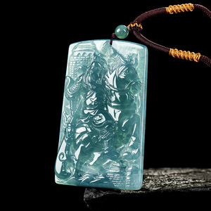 จี้หยกน้ำเงินเกรด A ไทบา เนเชอรัล รูปมังกร <span class=keywords><strong>กวน</strong></span>อู แบบน้ำแข็ง ทำจากทังสเตน สำหรับสร้อยคอผู้ชายและผู้หญิง - Product Image 6