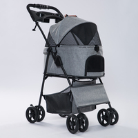 Poussette pour petit chien à poignée amovible, 4 roues, prix d'usine moins cher