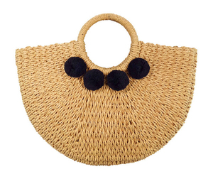 Top Sale <b>Summer</b> Beach Bowler <b>Hat</b> with Bowknot Character Style Outdoor Travel Casual <b>Straw</b> <b>Hat</b> and <b>Straw</b> Bag - Product Image 2