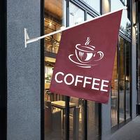 Drapeaux de mur en polyester personnalisés de haute qualité Beckon pour les cafés, avec un mât en plastique pour une présentation en extérieur
