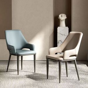 Silla de Diseño Minimalista, Tapizada en <span class=keywords><strong>Cuero</strong></span> PU Premium, Patas de Metal Negro para Hogar, Restaurante, Cafetería - Product Image 1
