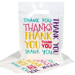 Colorful Thank You <b>Bags</b> 9x12 100 Pcs <b>Small</b> Plastic <b>Bags</b> With Handles Retail <b>Bags</b> For <b>Small</b> Business Merchandise - Product Image 1