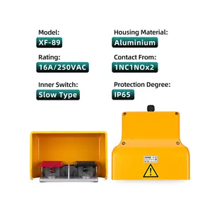 2NO2NC ação lenta 16A 250VAC pedal duplo interruptor máquina pedal