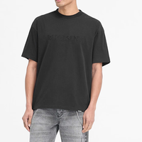 T-shirt de sport pour homme en coton 100% personnalisé, style hip-hop, impression délavée unie, blanc, surdimensionné