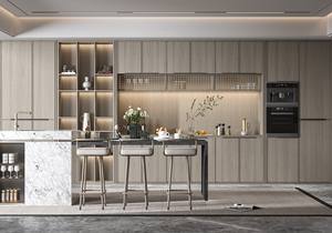 Armoires de cuisine classiques en bois massif avec tiroirs à épices et îlot de cuisine, meubles de cuisine élégants - Product Image 5