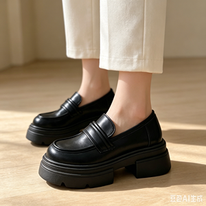 Mocassins à plateforme épaisse pour femmes, style Mary Jane, à enfiler, semelle épaisse, rétro, décontractés, confortables - Product Image 2