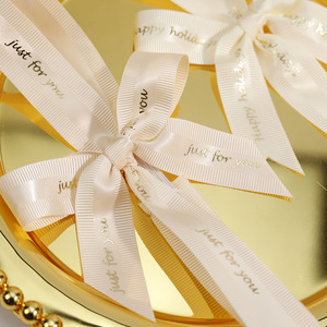 Wholesale Self-adhesive Back Grosgrain Ribbon Rolls <strong>Printed</strong> Your Logo Decorative <strong>Pre</strong> Tied Elastic Packing Bow Ribbons - Product Image 2