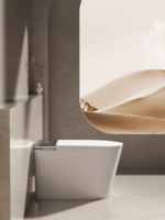 Siège de toilette intelligent allongé à vente chaude, chasse d'eau par siphon, désodorisation intégrée, double chasse d'eau, télécommande, salle de bain, soins féminins, siphon en P