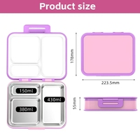 Portable, durable et personnalisable-l'ensemble de bento en acier inoxydable Aohea pour le camping, les écoliers et les étudiants, boîte à lunch