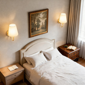 Traditional Bronze <b>Wall</b> Lamp E27 Led <b>Light</b> Source White Shade <b>Switch</b> Control <b>Wall</b> Mounted Lighting For Bedroom Living Room - Product Image 2