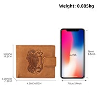 Portefeuille Homme Marunte Rétro en Cuir Véritable Gaufré, Pochette Haut de Gamme en Cuir de Vachette Première Couche avec Fermeture à Bouton-Pression, Design Spacieux, pour Billets en Dollars Américains