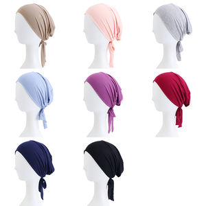 À la mode <span class=keywords><strong>coton</strong></span> longue queue tête écharpe écharpe chapeaux <span class=keywords><strong>Bandana</strong></span> faire Turban <span class=keywords><strong>chimio</strong></span> casquette dormir chapeau bonnet chapeau en gros - Product Image 6