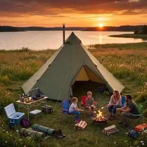 Fabrikpreis Ultraleichtes Pyramidenzelt mit Ofenrohranschluss 15D Silnylon 4-Jahreszeiten-Heißzelt für Rucksackreisen Mindestbestellmenge 1 Stück Tipi - Product Image 3
